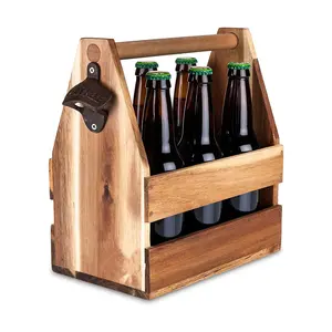 Wine Bottle Rack Wood Carrier 6 Bottle Wooden Beer Barrel Wine Rack For Sale wooden carrier