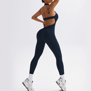 Оптовые женские комбинезоны для йоги и фитнеса: длинные, сексуальные, с открытой спиной, облегающие, дышащие, для тренировок и повседневной носки - Product Image 2