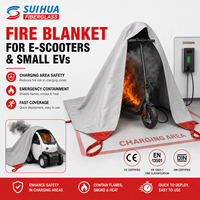 Couverture anti-feu d'urgence pour trottinette 4x5m Gris Double face en fibre de verre et silicone pour stations de recharge et parkings intérieurs