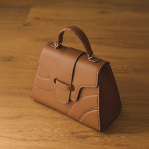 Tan <b>Handbag</b>. Structured panel design with clean white <b>stitching</b>. Available at wholesale prices - Product Image 1