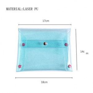 Pochette cosmétique en PVC irisé laser personnalisée PAXDUN pour filles, sac à maquillage en forme d'enveloppe pour femmes - Product Image 2
