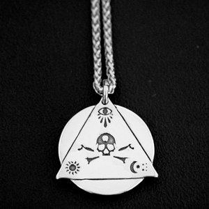 Colgante de pirámide con ojo todo poderoso, collar de acero inoxidable para hombre, joyería de regalo SP1001 - Product Image 3