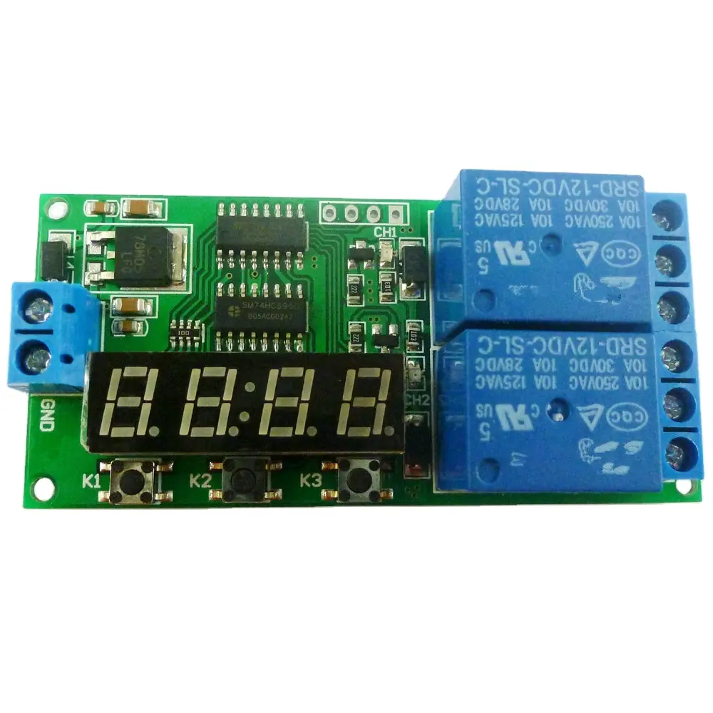 KC22B02_12V DC 12V 2 Multifunction Delay TimerโมดูลDelay Relay Controllerมอเตอร์ย้อนกลับรอบLoopตัวจับเวลาInterlock Board