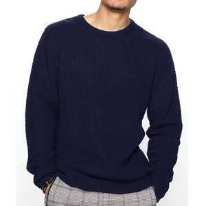 Pull en tricot épais noir pour homme, col rond, manches longues, coupe ample, pull décontracté - Product Image 2