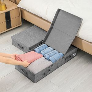 Under Bed Storage <b>Box</b> 50L <b>Foldable</b> Dustproof Clothes Organizer Rectangle Solid Color - Product Image 1
