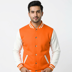 High Quality Men's Varsity <b>Jacket</b> Stand Windproof Wool Polyester Winter New Design OEM Service for Baseball Varsity <b>Jacket</b> - Product Image 1