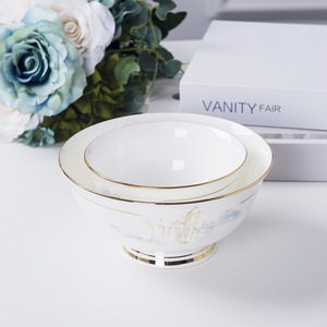 ชุดอาหารค่ำพอร์ซเลนเนื้อกระดูกเคลือบทองคำคุณภาพสูง ชุดเครื่องถ้วยชามเซรามิกสุดหรูสำหรับงานเลี้ยง คุณภาพสูง ทนทาน - Product Image 3