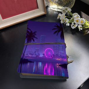 Cuaderno Vintage A6 con cierre de corbata 80 hojas de papel extraíble Regalo perfecto para notas de reunión del cliente con palmeras Ferris - Product Image 3