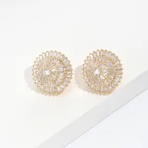 Xinting Wholesale Round Hoop Cubic Zirconia Earrings New Design Sense Earrings Girls Wedding Jewelry