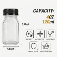Bouteilles de jus en plastique transparentes réutilisables de 4 oz, en stock local aux États-Unis, pour jus de fruits