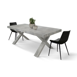 Extendable Dining <b>Table</b> Cement Gray 160x90 Mdf Base Melamine <b>Top</b> Internal Use - Product Image 3
