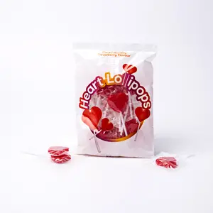 Atacado Sabor Morango Romântico Valentine Coração Lollipop Red Hard Candy