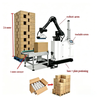 Bras robotique collaboratif industriel automatique avec colonne et pince pour la pose de sacs alimentaires, bouteilles, cartons et le palettisation