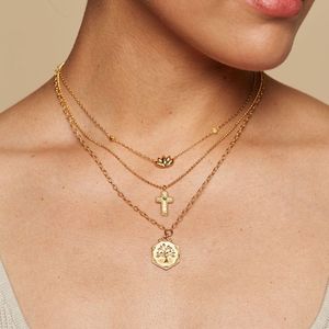Collar de Joyería de Moda de Acero Inoxidable con Colgante de Flor de <span class=keywords><strong>Palma</strong></span> y Circonita, Chapado en Oro de 18K, Resistente al Agua y Sin Decoloración - Product Image 3