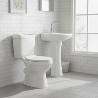 Ensemble sanitaire européen en céramique à double chasse, WC à double chasse, lavabo sur colonne, siphon en P pour salle de bain