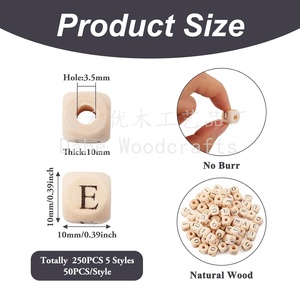 ลูกปัดไม้คิวบ์ขนาด10มม. จากโรงงานลูกปัดตัวอักษรสระไม้สำหรับงานฝีมือ DIY สร้อยข้อมือทำสร้อยคอ - Product Image 3