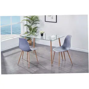 De Madera superior de vidrio mesa de comedor 4 columnas blanco doble Base ampliable sala Oval y sillas precio de la India de mármol de Metal marco