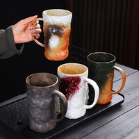 Grande capacité 800ml tasse à café en céramique vintage japonaise poterie grossière tasse de petit déjeuner avec poignée pour boissons et bière