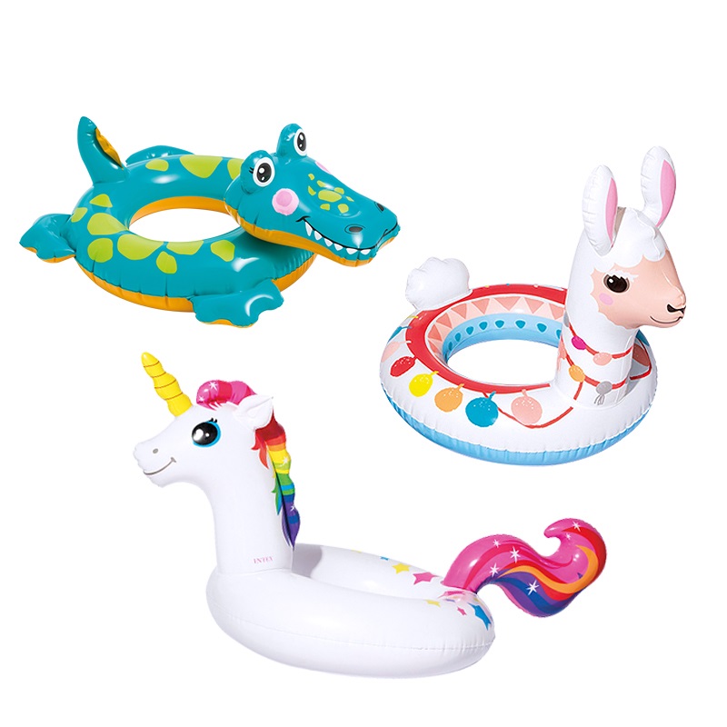 Intex 58221 anelli da bagno a forma di animale galleggiante gonfiabile per piscina per bambini 3 disegni assortiti anelli da nuoto a forma di animale