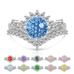 Anillos De Bodas <b>Crown</b> Band Wedding Bling Blue Red Sparkling Purple Zircon Stone <b>Ring</b> Engaged Diamond Zircon <b>Ring</b> - Product Image 1