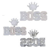 Nuevo Collar Masculino Estilo Punk con Colgante de Letra y Corona con Incrustaciones de Diamantes, Estilo Europeo Americano, Material de Cobre, para Nombre, a la Moda