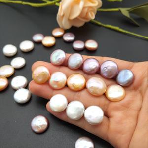 Lan Guang, venta al por mayor, Perla de botón barroco Natural, 13-14mm, perla redonda fuerte de color claro, pendiente colgante DIY, joyería - Product Image 1