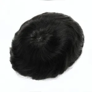 Toprique tjng 0.03-0.04mm 6-inch siêu mỏng da Brazil tóc Mens toupee Remy tóc ren phía trước đóng cửa mật độ 130% hệ thống - Product Image 6