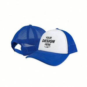 Vente en gros de casquettes de camionneur en maille avec logo personnalisé casquette de baseball vierge avec queue de cheval croisée caractéristique commune du tissu - Product Image 1