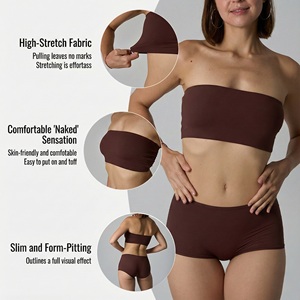 SUHE Seamless Breathable High Elasticity Strapless Tube Top Women's Wireless Comfort Bralette Push-Up Sporty Knitted Racerback - Product Image 4