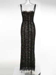 SB3451 Kimshein Abito <span class=keywords><strong>da</strong></span> <span class=keywords><strong>Donna</strong></span> Chic ed Elegante in Pizzo Senza Maniche Lungo Aderente Sexy <span class=keywords><strong>da</strong></span> Sera per Feste - Product Image 4