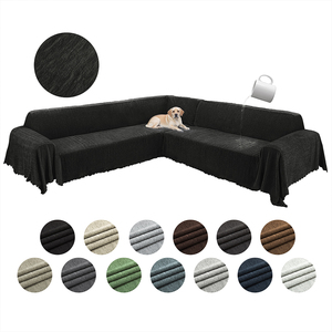 Housse de canapé en chenille noire imperméable en forme de L, motif géométrique, extensible, lavable, résistante aux rayures, facile à nettoyer - Product Image 1