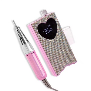 Máquina de manicura profesional con logotipo personalizado, potente, 35000 rpm, diseño de corazón de diamante, recargable. - Product Image 3