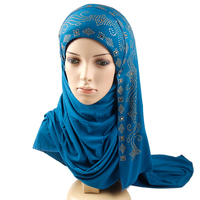 Bestseller Dünn streifen Frauen Dubai Strass Schal Schal Arab Muslim Jersey Hijab Mit Stein