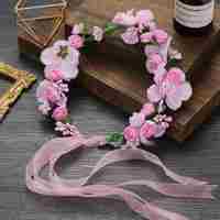 2024 beau bandeau de nouvel an de couronne de fleur de rose lumineuse pour des événements de fête et de mariage