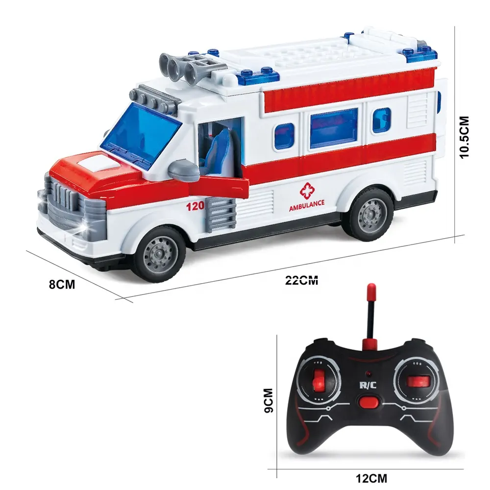 Hot Selling Car Toys For Kids With Remote Control Simulation 4 Channels Rc Ambulance Car With Light Children's Day Gift For Kid