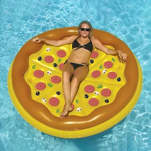 Ağır kişisel pizza ada havuz şamandıra şişme yuvarlak pizza yüzme raft lilo hava yatağı