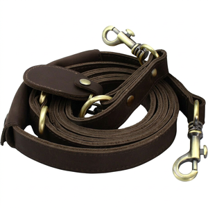 Leather <b>Dog</b> <b>Leash</b> Solid Color Padded Classic Style with Rivet Hardware for <b>Dogs</b> - Product Image 1