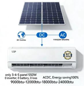 เครื่องปรับอากาศพลังงานแสงอาทิตย์อัจฉริยะแบบติดผนัง 18000 บีทียู ระบบออนกริด พร้อม WiFi อินเวอร์เตอร์ DC ใช้สารทำความเย็น R32/R410A สำหรับใช้ในครัวเรือน - Product Image 1