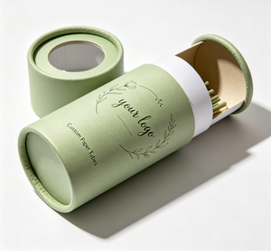 Custom Eco-friendly Round Paper Tube Box with Clear <b>Window</b> Lid Green Color Gold <b>Foil</b> Printing for Gift Packaging - Product Image 3