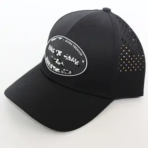 6 Panel Non Or Water Resistant Cutting Drill Round Shape Laser Cut Hole Perforated Golf Gorras Rope Baseball Trucker Cap Hats