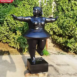 Estatua de bronce para mujer, escultura abstracta de tamaño real para jardín al aire libre, estatua ancha