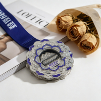 Médaille de marathon en alliage de zinc plaqué or rose, médaille sportive personnalisée en gros avec relief fin et design émaillé