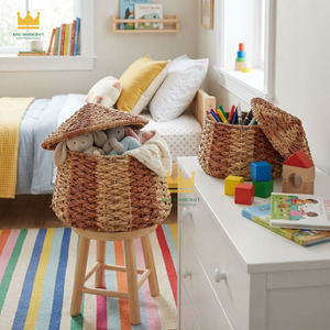 Seagrass Storage <b>Baskets</b> With Lid Suitable for Babies and Kids Room Decor <b>Cheap</b> Price from Vietnam - Product Image 3