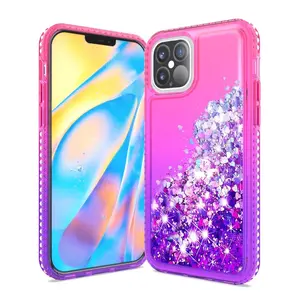 2020 Fashion Style Diamond Shockproof TPU Phone Case for iPhone 12 Glitter Liquid Quicksand Cover for iPhone 11 pro max
