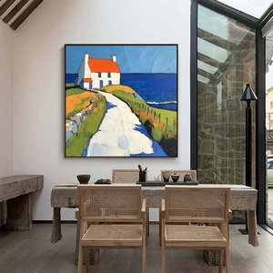 Peinture à l'huile abstraite minimaliste de paysage côtier en impasto sur toile, art mural abstrait texturé 3D fait main, neutre - Product Image 5
