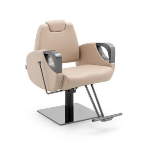 Contemporary Faux Leather Barber Chair with <b>Adjustable</b> Height Hydraulic Pump <b>Square</b> Base Salon Furniture - Product Image 1