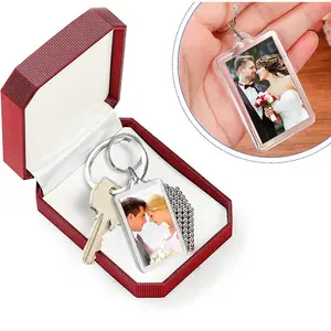 2.2x3 pouces Rectangle acrylique Photo porte-clés blanc pour noël saint valentin vacances Photo affichage fournitures cadre photo porte-clés