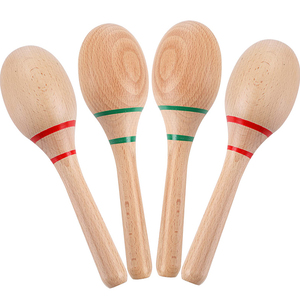 X-WM03 <span class=keywords><strong>Maracas</strong></span> en bois naturel pour bébés, jouet musical personnalisable, vente en gros, idéal pour les tout-petits - Product Image 3