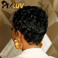 Wig Rambut Asli Pixie Cut Pendek Grosir, Vietnam Mentah Tanpa Lace Front, Pre Plucked, Tanpa Lem, Siap Pakai, Langsung dari Pabrik