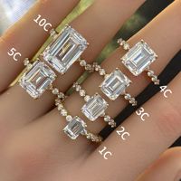 Cincin Pernikahan Wanita Mewah 1/2/3/4/5 Karat Batu Moissanite Berlapis Emas 18K Perak Sterling Model Prong Setting Gaya Mewah Ringan